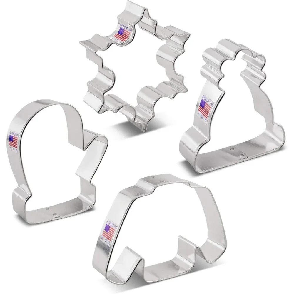 Ann Clark 4-Piece Winter Cookie Cutters with Recipe Booklet - Festive Baking